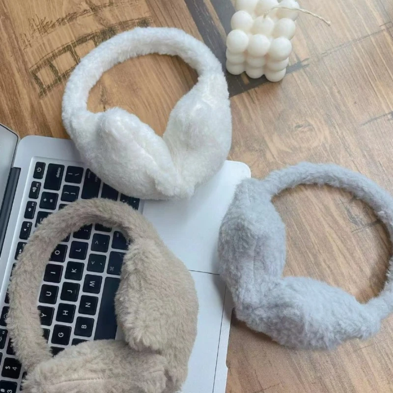 Cute Stars Pattern Warm Earmuffs For Women Girls Winter Outdoor Ear Warmers Soft Furry Ear Covers Foldable