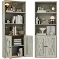 Industrial Bookshelves and Bookcases with Doors 11.8 in Depth Set of 2 Floor Standing 5 Shelf Display Storage Shelves Boo 2