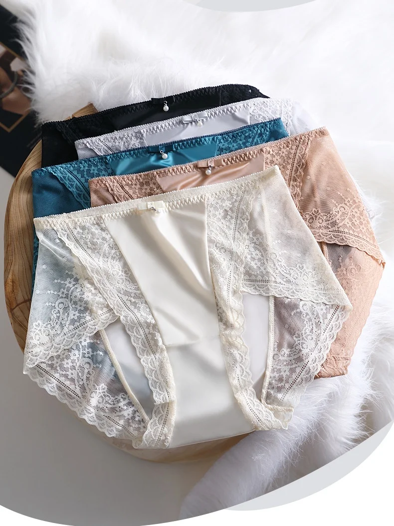 

5 шт./партия, бесшовные Кружевные Трусики-бикини