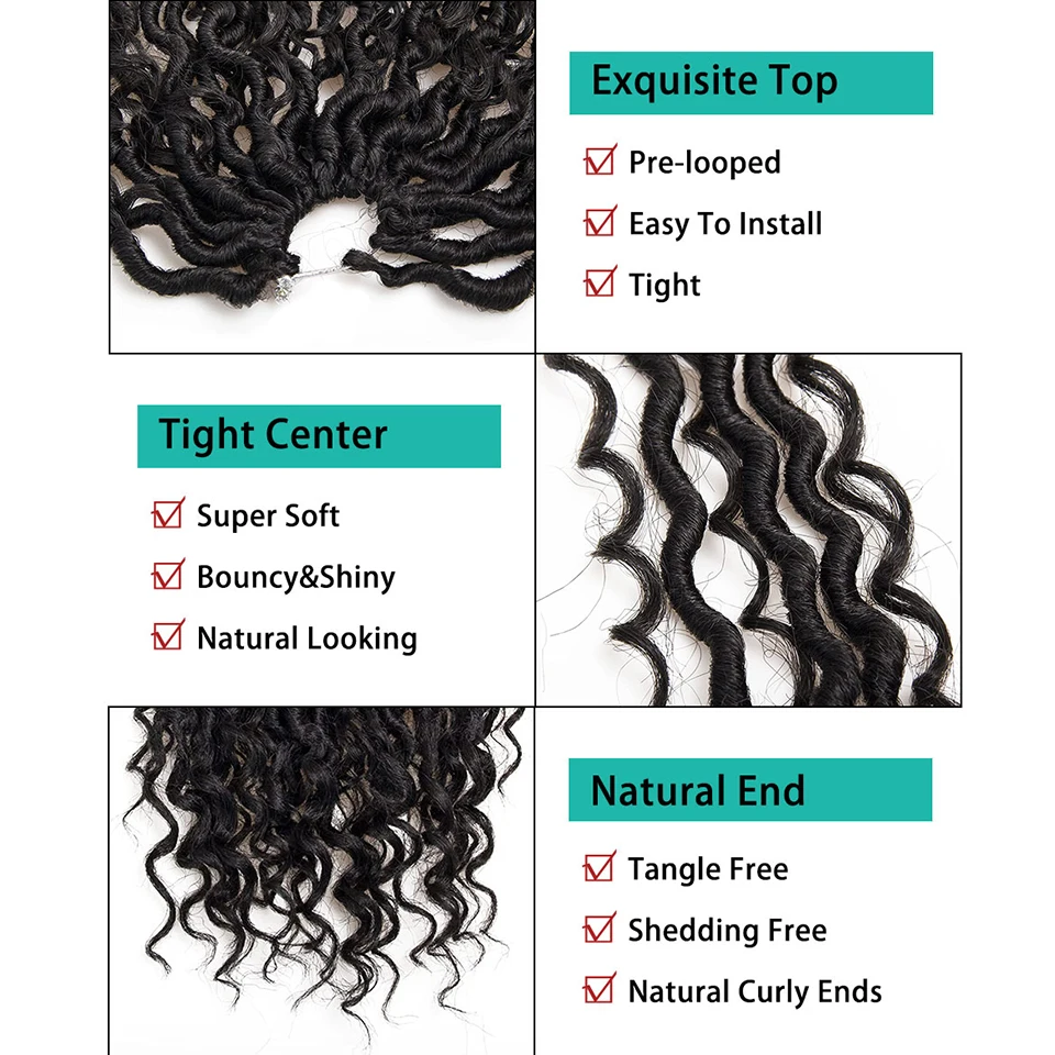 1B Curly Faux Locs Crochet Hair 18Inch Goddess Locs Crochet Hair 1B 99J Pre Looped Synthetic Braiding Hair Extensions For Women 3