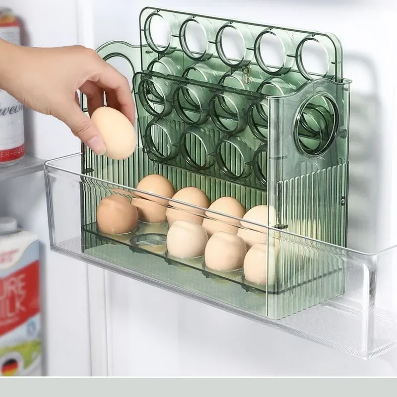 30 Grids Egg Tray Organizer Egg Storage Box Large Capacity Household Egg Holder With Handle Home Egg Container For Refrigerator 2