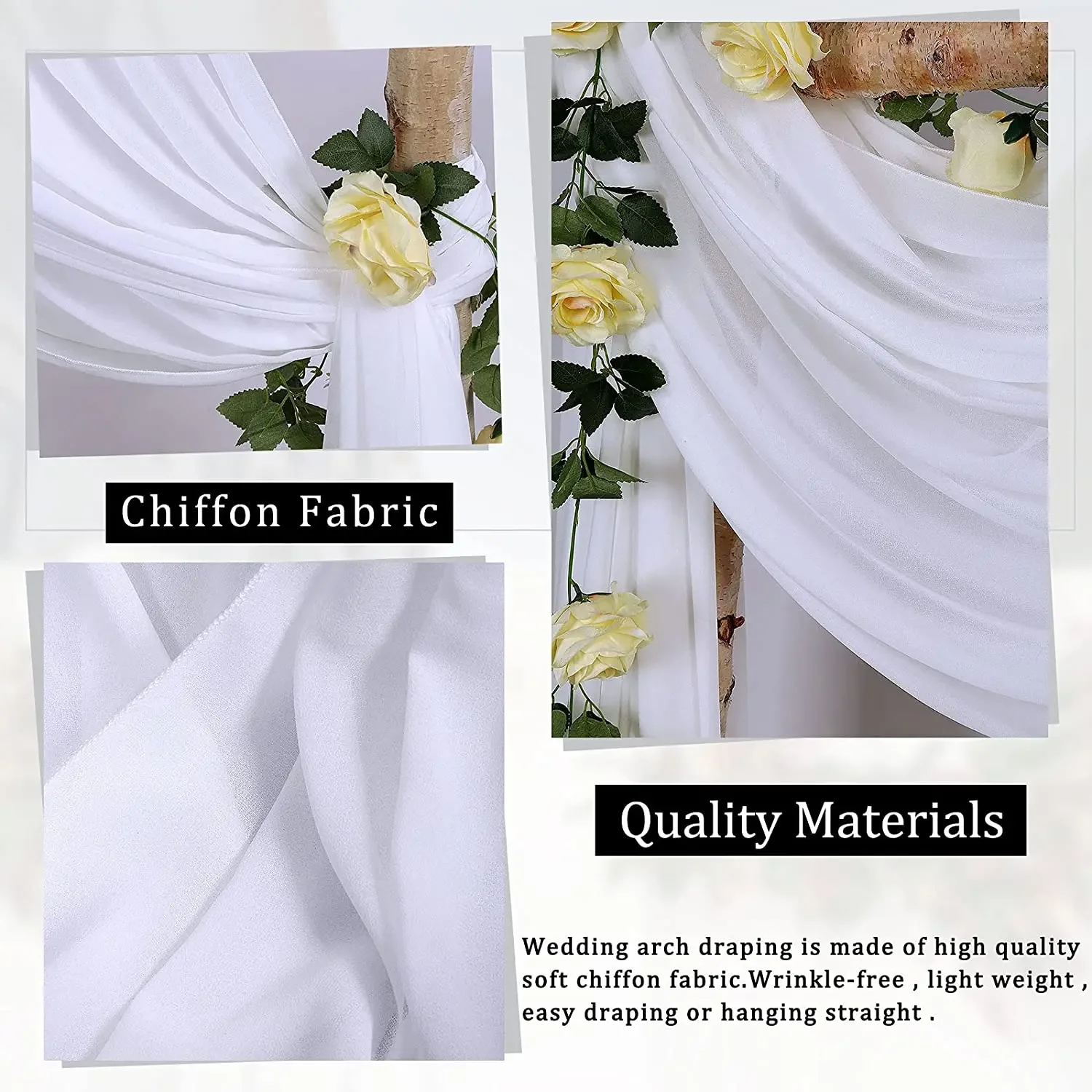 Sheer Curtain Wedding Arch Drapping Fabric Sheer Chiffon Backdrop Curtain Drapery Ceremony Reception Swag Hanging Decoration sheer curtains decor curtains