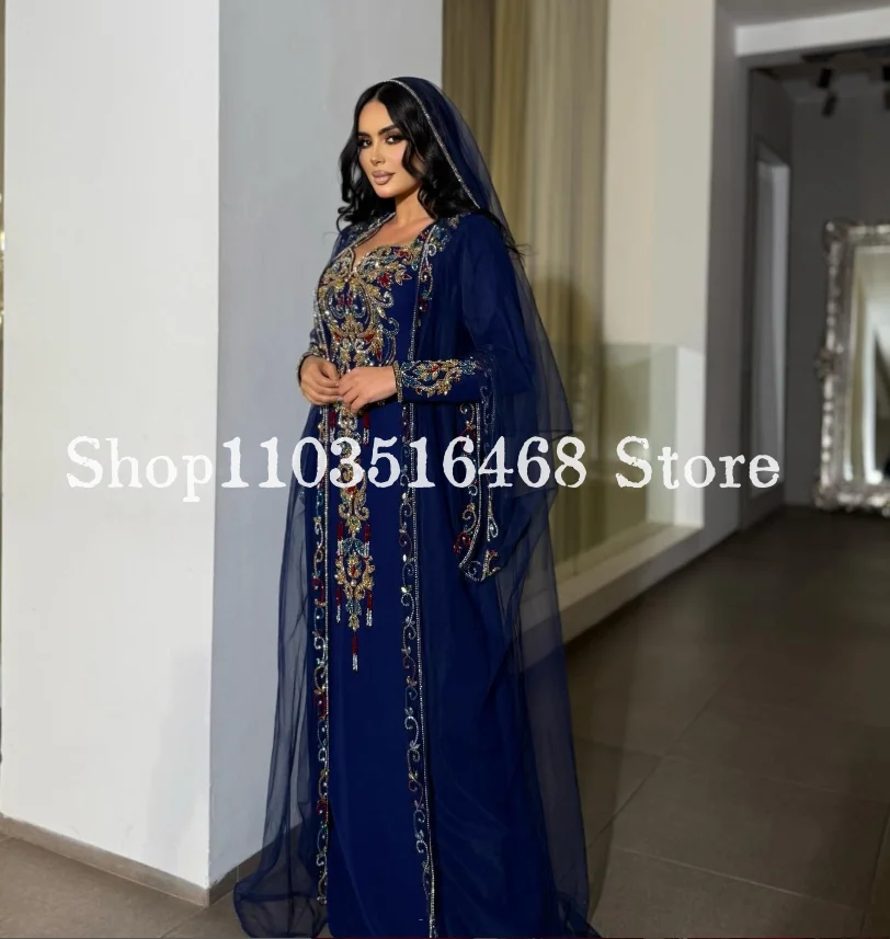 فستان حفلة موسيقية أزرق ملكي أنيق ورائع مزين بالخر...