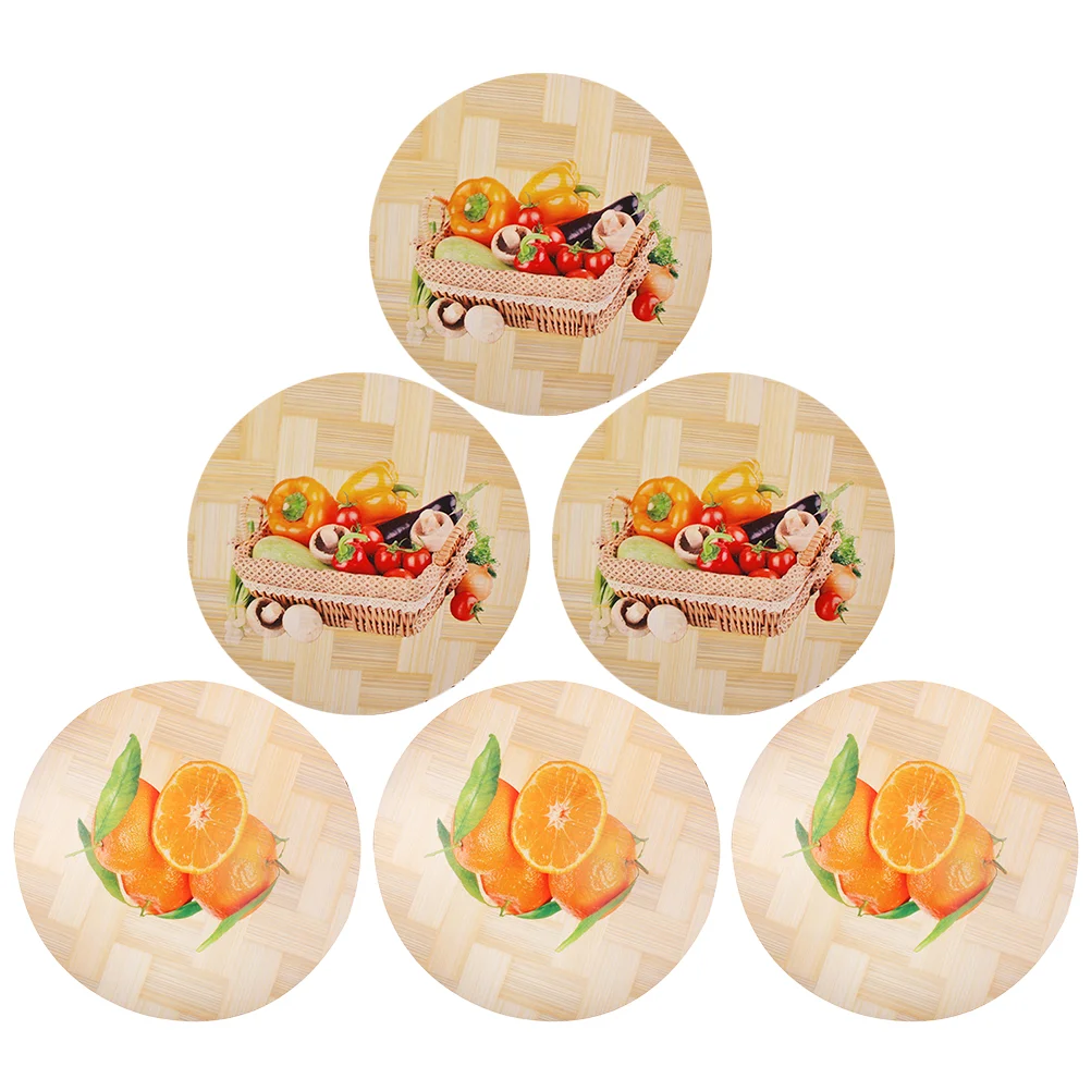 

6pcs Wooden Trivet Wood Placemat Round Placemat for Dining Table Heat-resistant Table Mat Placemat for Home