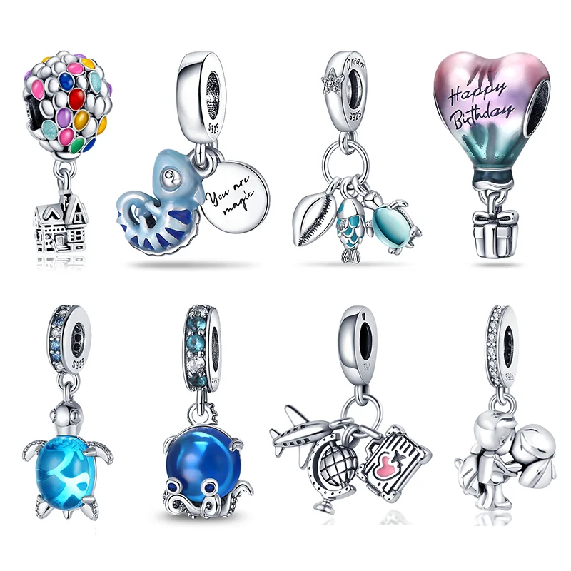 Charm bead jewelry 925 Sterling Silver Fashion Hot Air Balloon Turtle Color Changing Glow Charm Bead Fit Pandora Original Bracelet DIY Gift