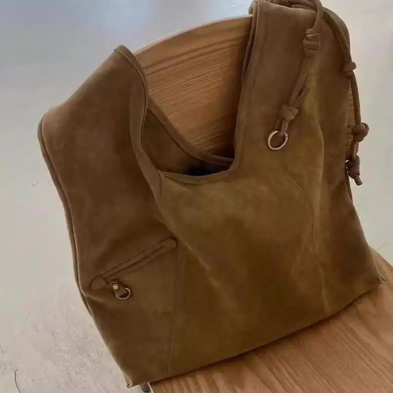 Suede Hasp 2025 High Quality Autumn Designer Tote Bag Solid Color High Beauty Fashion Handbag Soft Simple Fashion Shoulder Bag