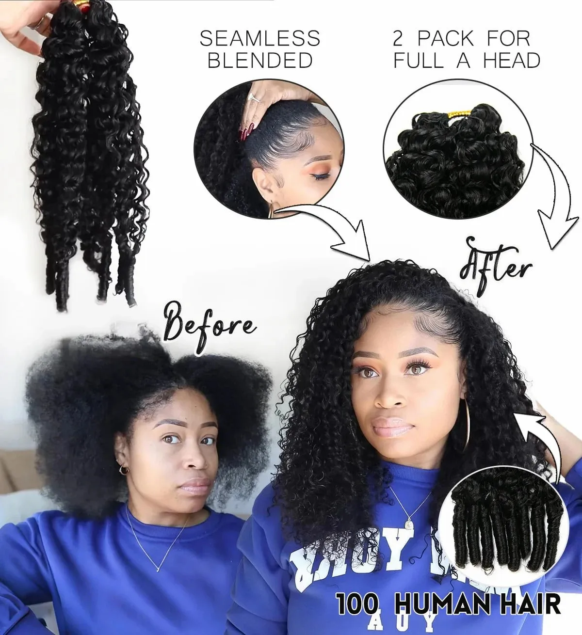 Burmese Deep Curly Pre Looped Feather Crochet Human Hair For Black Women Pre Separated Knotless Burmese Curly Hair For Braiding 2
