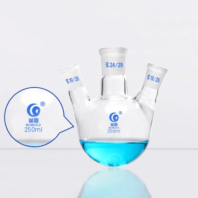 1pc 50ml-1000ml #24 Laboratory Distillation Flask Lab Straight/Oblique 3 Necks Flat Bottom Glass Flasks