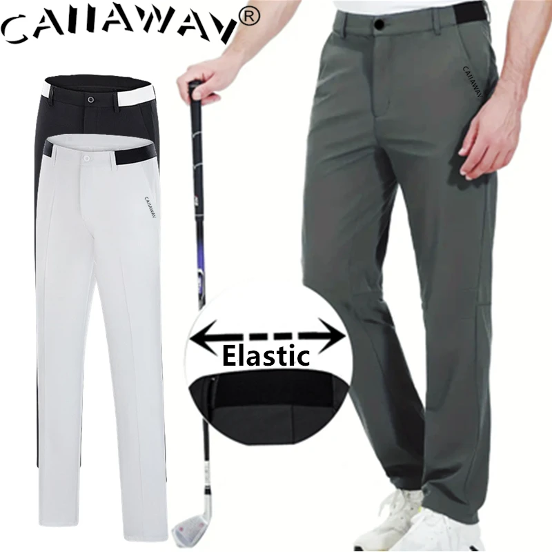남성용 CAIIAWAV 탄성 빠른 건조 골프 바지, 탄성 벨트 허리 골프 바지, 용수철 및 가을