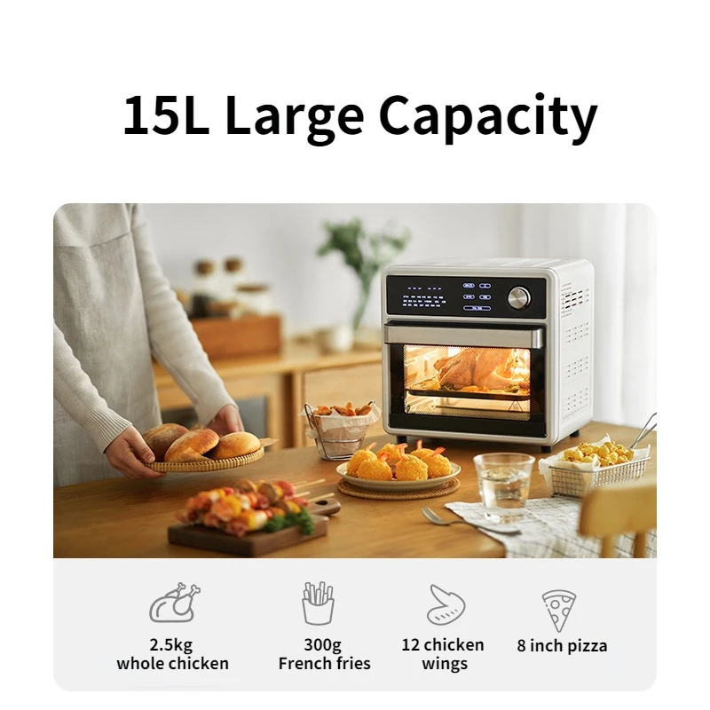 15L 1200W Smart Air Fryer Oven Cake Baking Frying Pan Toaster Rotisserie Dehydrator With Digital Touch Screen Micro-wave Oven 3