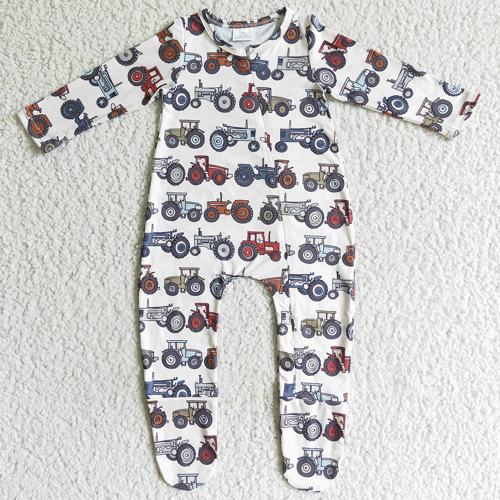 Hot Sale Infant Baby Footie Rompers Fall Unisex Romper Farm Boutique Zipper Design Toddlers Girls Rompers Jumpsuit New