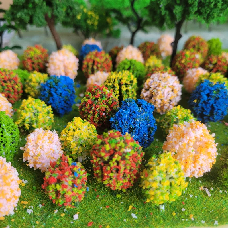 

40Pcs Mixed Colorful Tree Model Ball Shaped Wild Trees Scenery Landscape Train Railway Railroad Layout Kids Toy 3cm