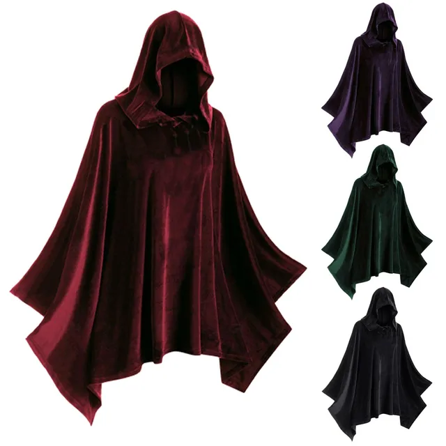 Cape Médiévale à Capuche Avec Ouvertures Pour Bras - Costume Renaissance, Halloween, Cosplay Sorcier - Taille Unique