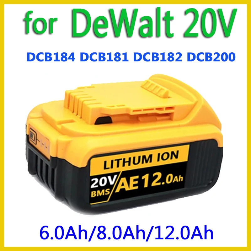 

Новый литиевый сменный аккумулятор DCB200 20 в 12000 мАч для DeWalt 18 в DCB184 DCB200 DCB182 DCB180 DCB181 DCB182 DCB206 DCB201