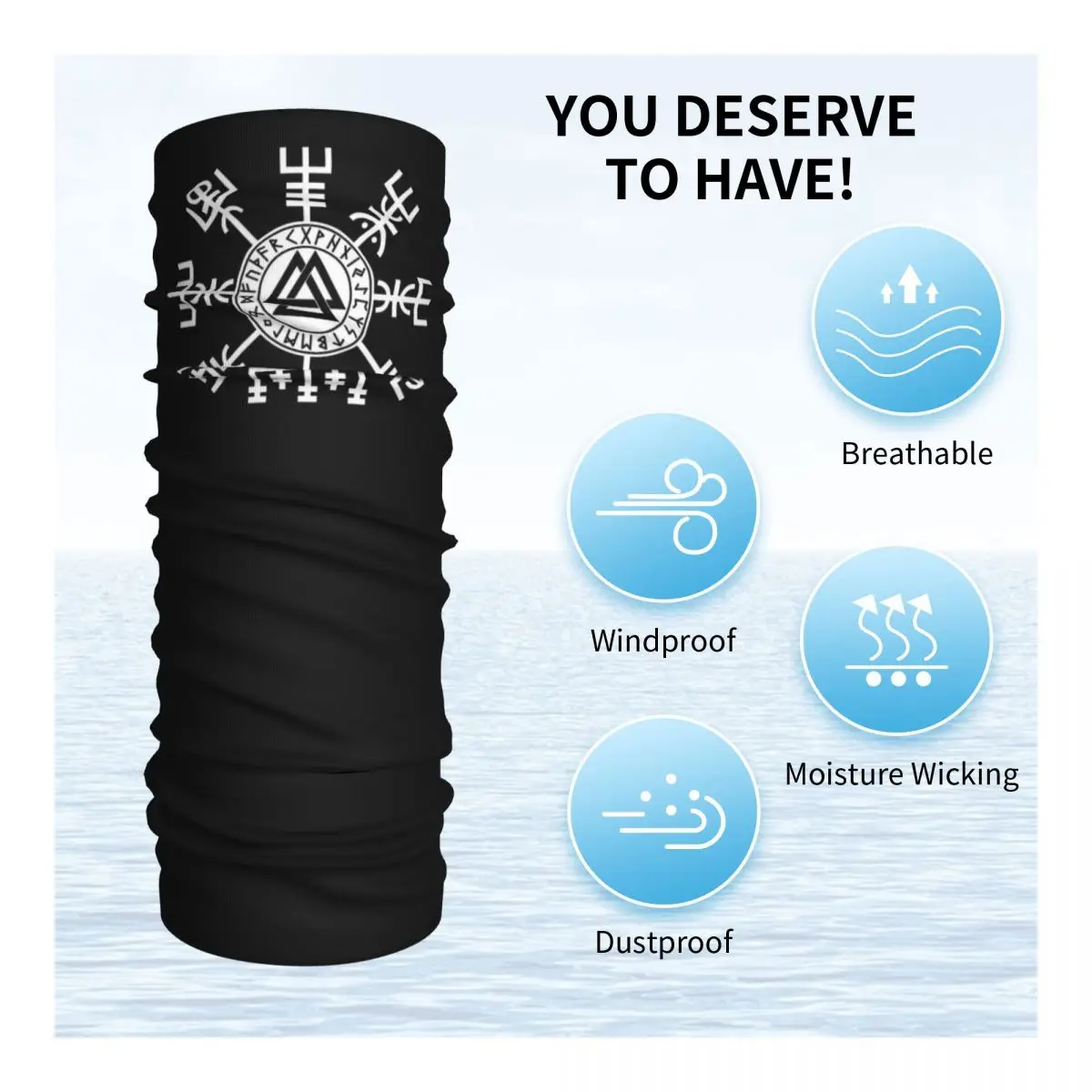 Bandana Neck Gaiter Viking Compass Vegvisir Valknut Symbol Runes Printed Outdoor Sports Unisex Winter