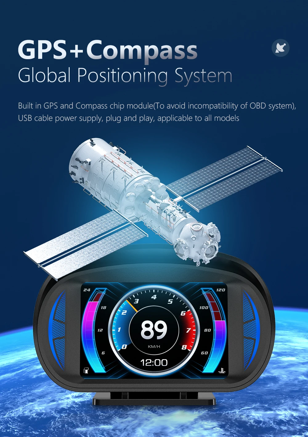 P2 ٱ  ÷ OBD + GPS LCD ,   ӵ, ڵ Ʈ ׼, ׸