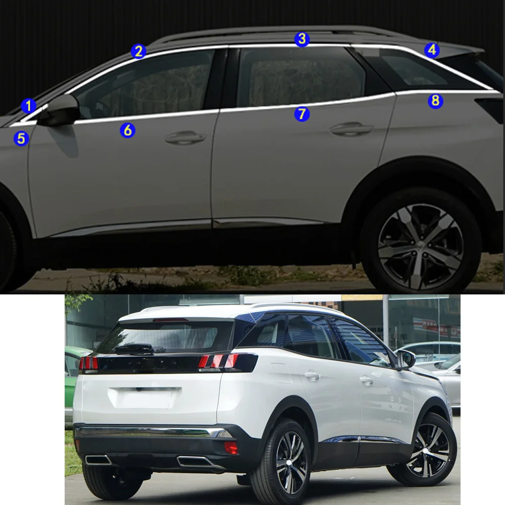 

For Peugeot 3008GT 3008 GT/4008 2016 2017 2018 2019 2020 2021 Car Sticker Garnish Pillar Window Middle Strip Trim Frame Hoods