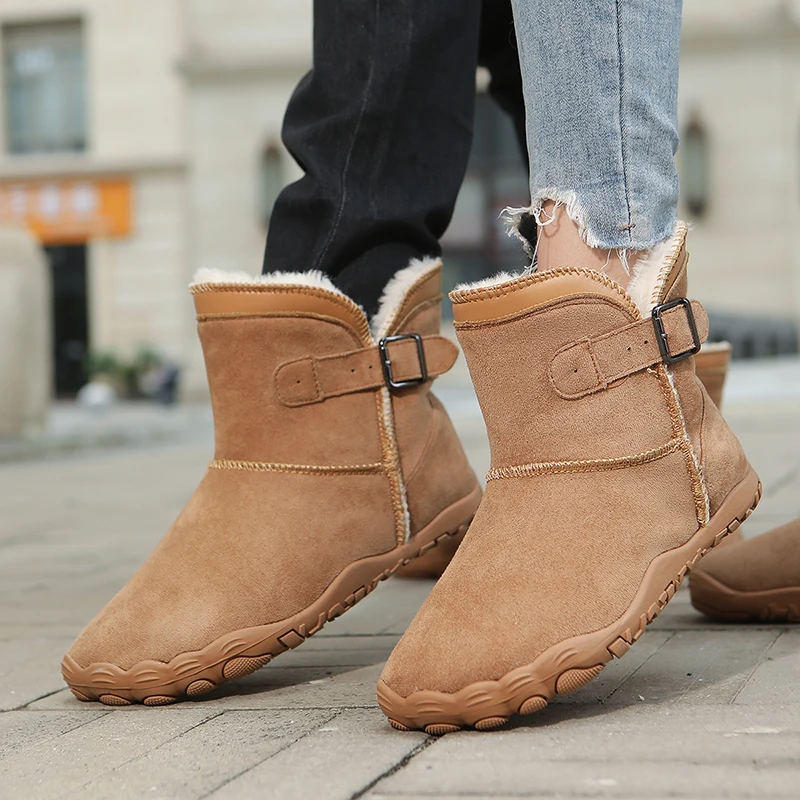 Winter Barefoot Boots Men Ankle Boots Plush Warm Snow Shoes Non Slip Casual Sneakers Warm Men Women Shoes Couple's Cotton Shoes - 3