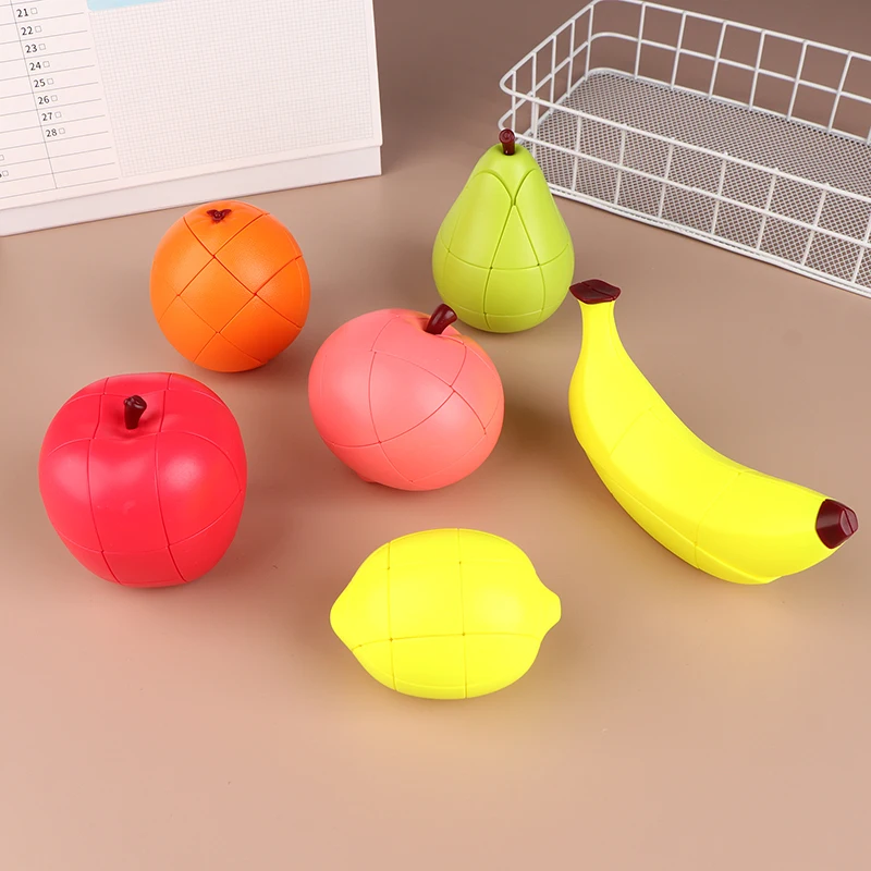 

1PC Fruits Strange-Shape Cubes Children Educational Toys Puzzle Magic Lemon Banana Orange Peach Pear Banana Educational Cubes