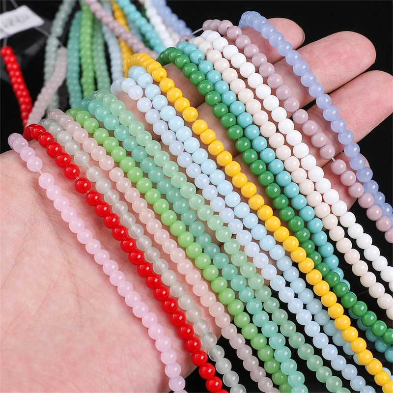 Perles Rondes en Verre de 4mm, 95 Pièces, Accessoires pour Bijoux, Bricolage, Artisanat, Bracelet, Collier, Fournitures de Vêtements Faits à la Main