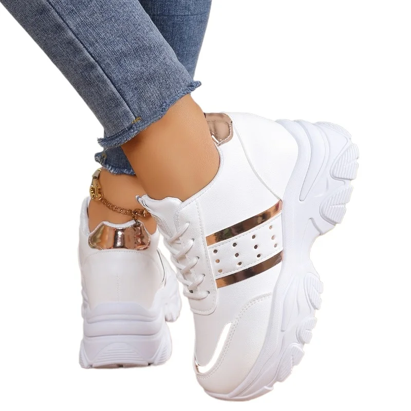 Shoes For Women 2024 Plus Size Lace Up Women's Vulcanize Shoes Outdoor Women Sneakers Round Toe Platform Women's Casual Shoes 6