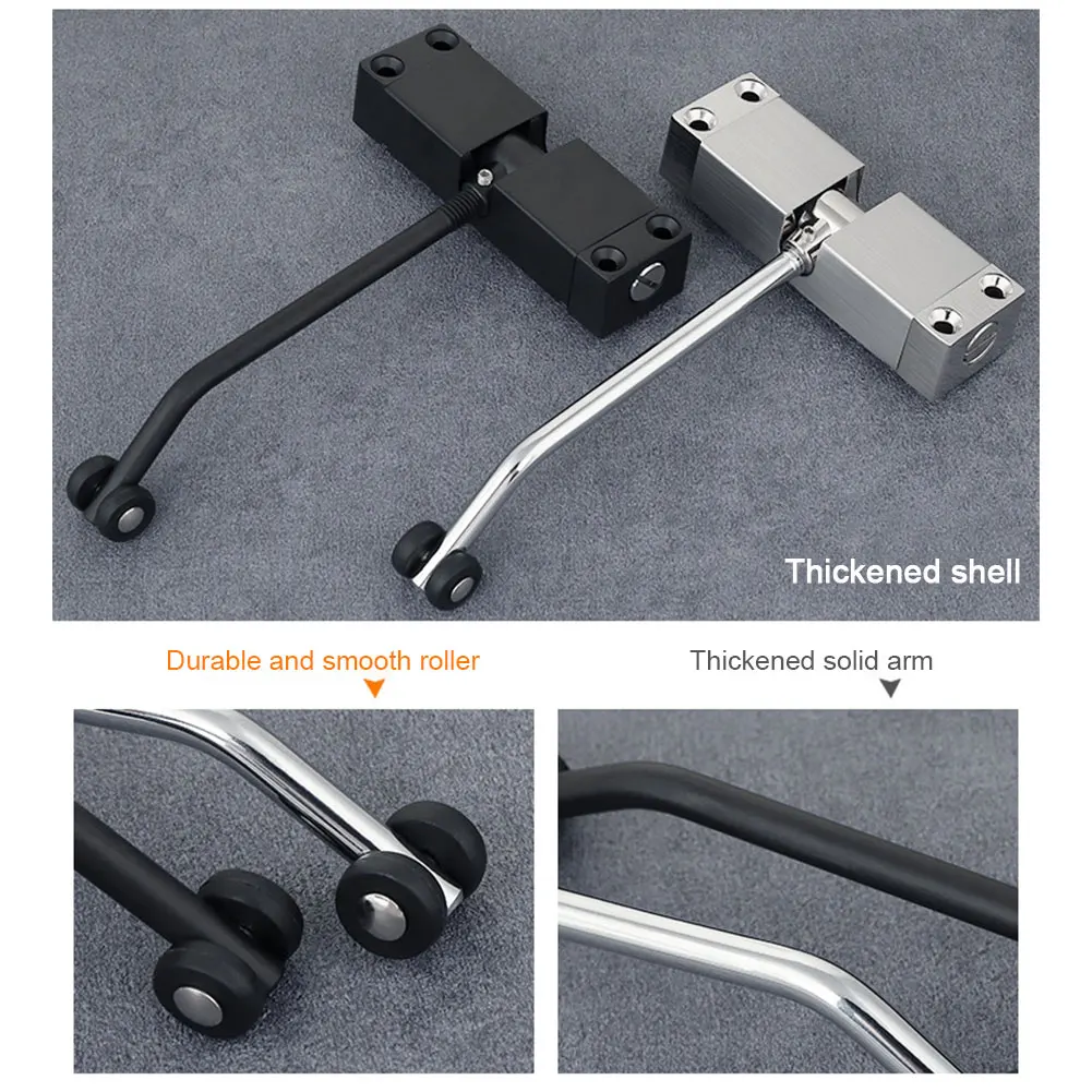 Adjustable Automatic Spring Door Closer Stainless Steel Surface Door Closers Punch-Free Cushioning Light Closers Silent