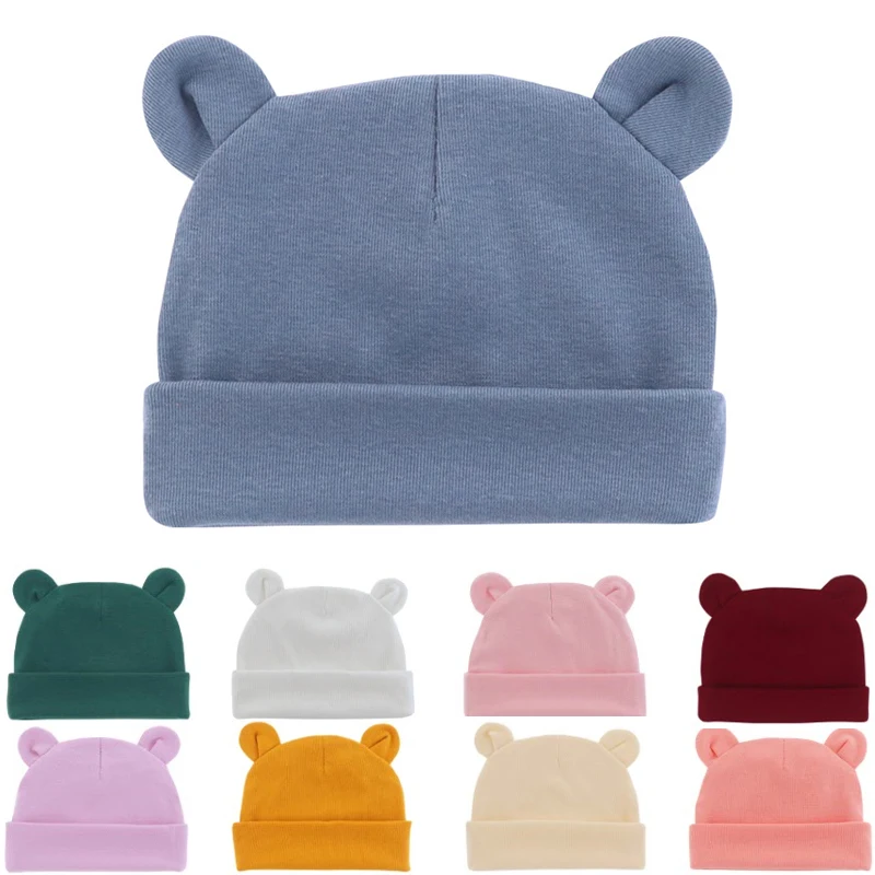 Soft Newborn Hat Baby Beanie Cotton Infant Bonnet Baby Cap for Girls Boys Kids Hats Newborn Photography Props Accessories 0-12M