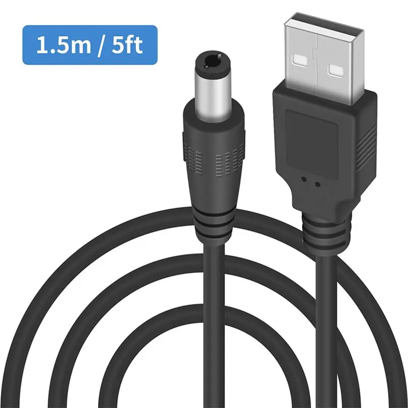 QWE-2X 5V DC 5.5 2.1Mm 잭 충전 케이블 전원 코드, USB-DC 전원 케이블(26개의 교환 가능 플러그 커넥터 포함)