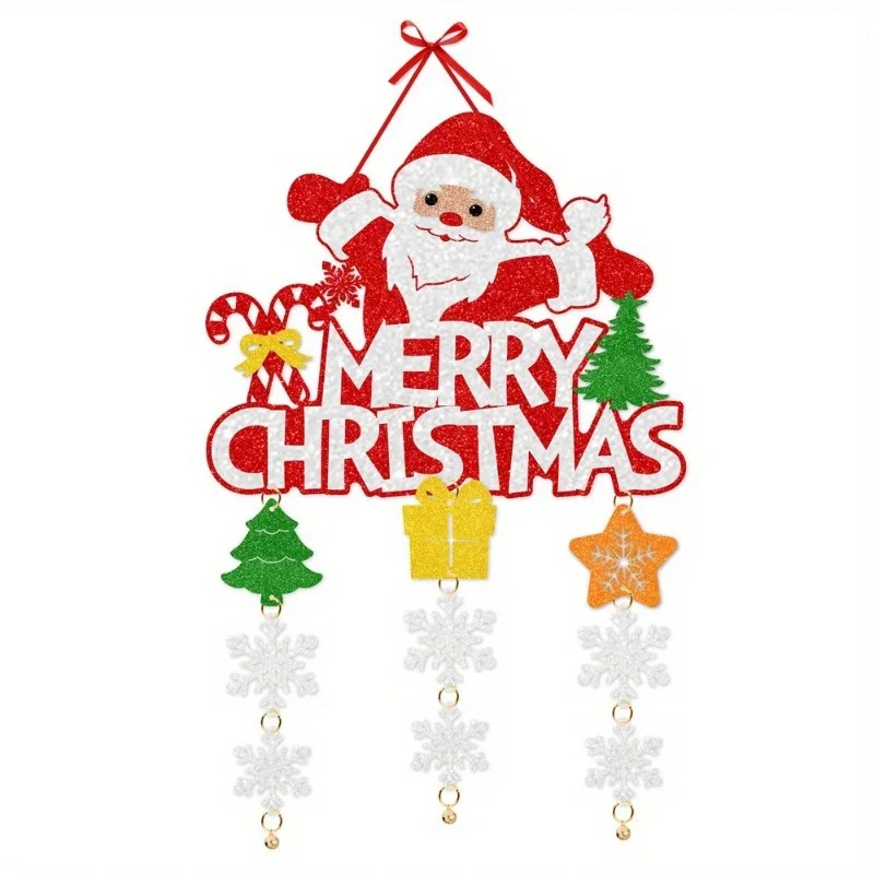 DIY Christmas Door Hanging Ornaments Santa, Snowflake &Jingle Bell Elements, for Christmas Decor