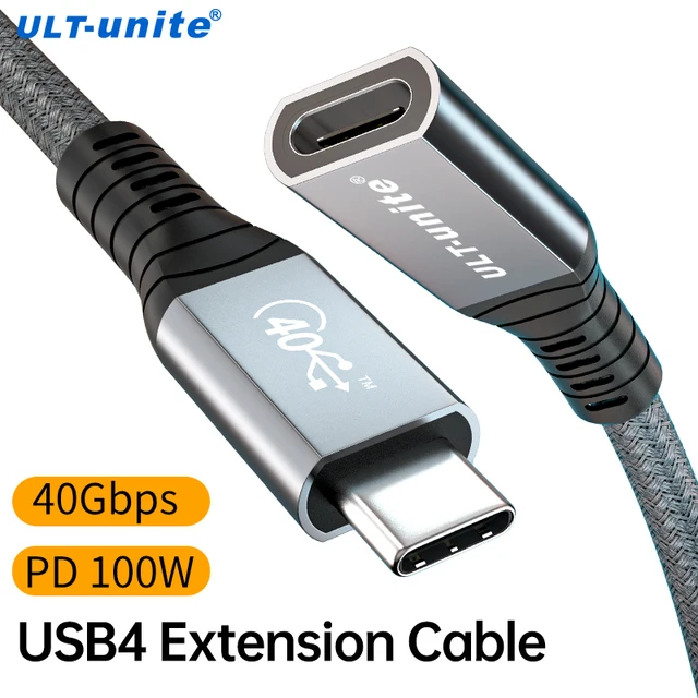 ULT-unite Thunderbolt 4 USB C Extension Cable USB4 Extend 40Gbps Data Cable 8K@60Hz PD 5A/100W Type-C Data Wire for MacBook Pro 1