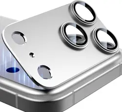 Premium Black Metal & Glass Camera Lens Protector Cover - Enhanced Protection Phone Accessory - 15pro and 15pro max (Silver)