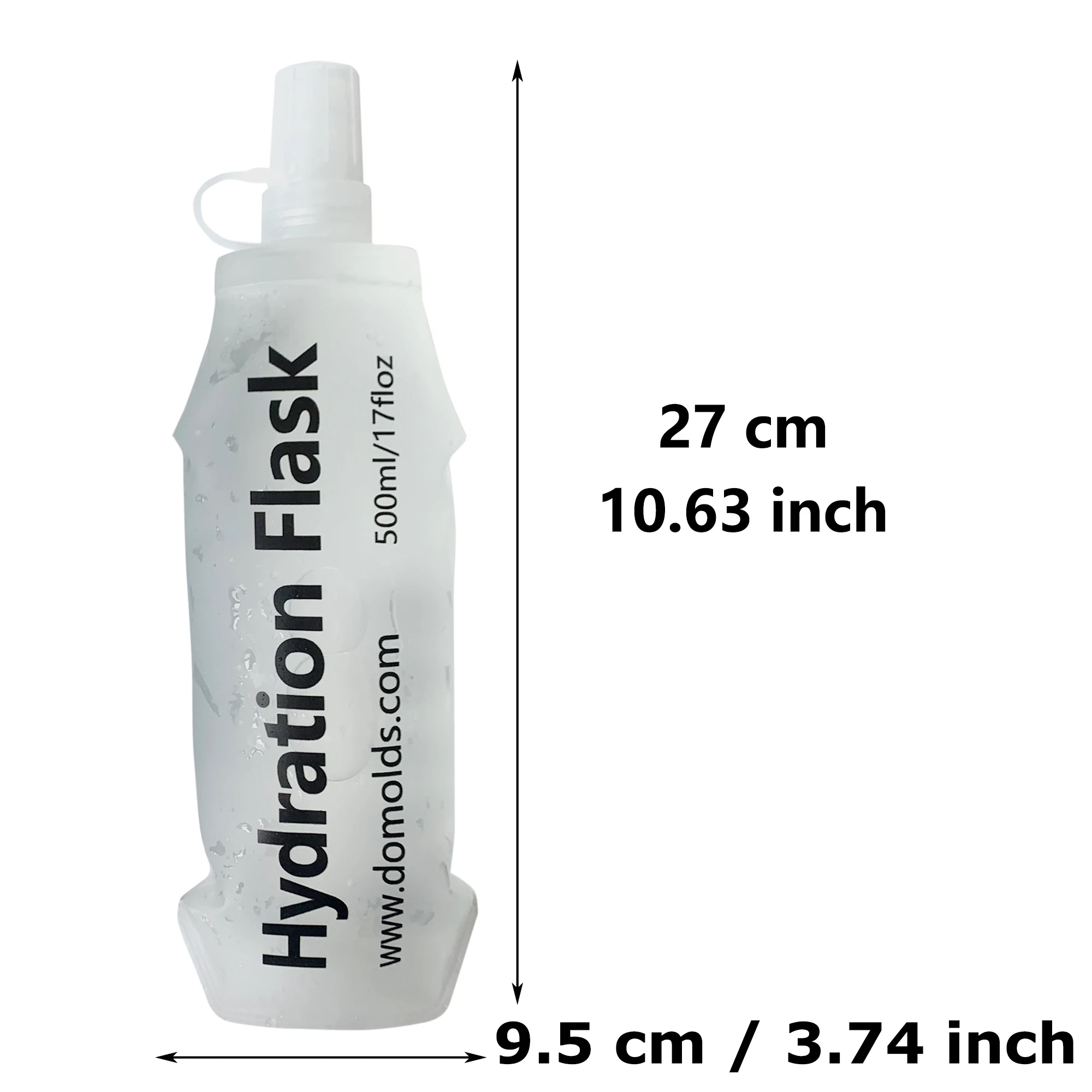 Collapsible Soft Flask - White Folding Water Bottle for Outdoor Activities (500ml, 250ml, 150ml)