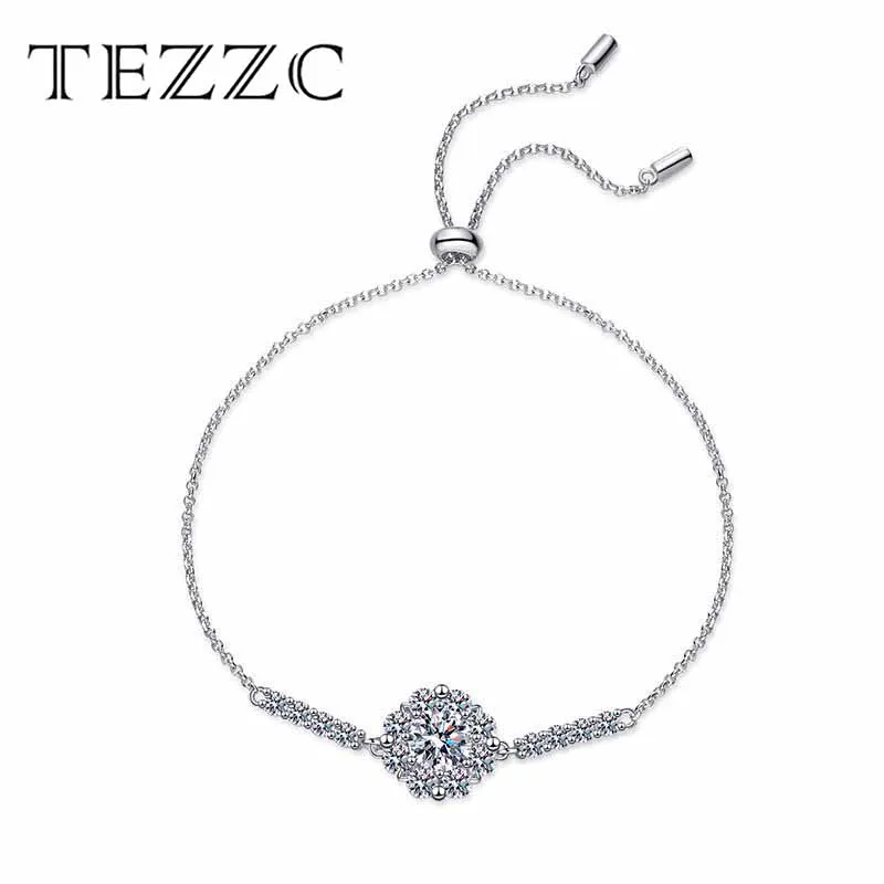 

Tezzc 1CT Moissanite Sunflower Bracelet for Female GRA Certified S925 Sterling Silver Valentine's Day Fine Jewelry Adjustable