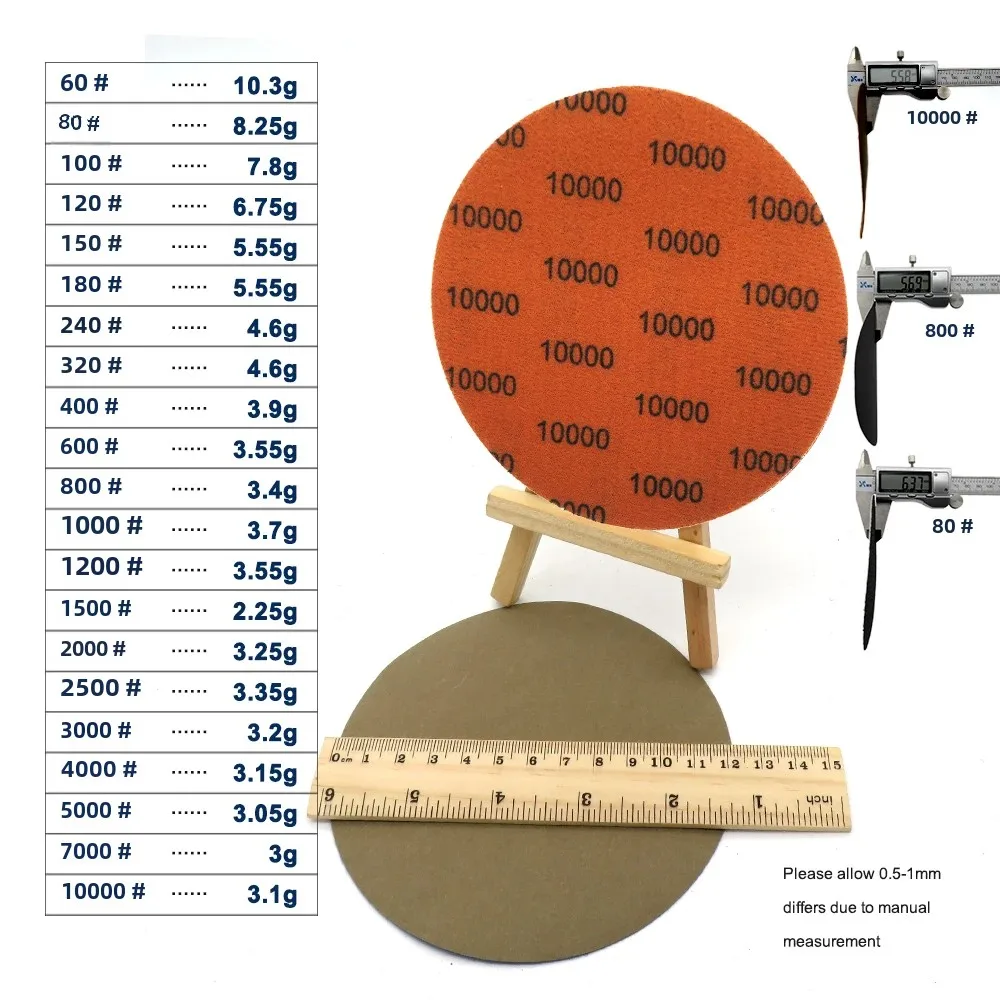 50Pcs 5 Inch 125mm Waterproof Sanding Discs Hook & Loop Silicon Carbide Sandpaper Wet/Dry 60 -10000 Grit for Polishing Grinding sanding discs