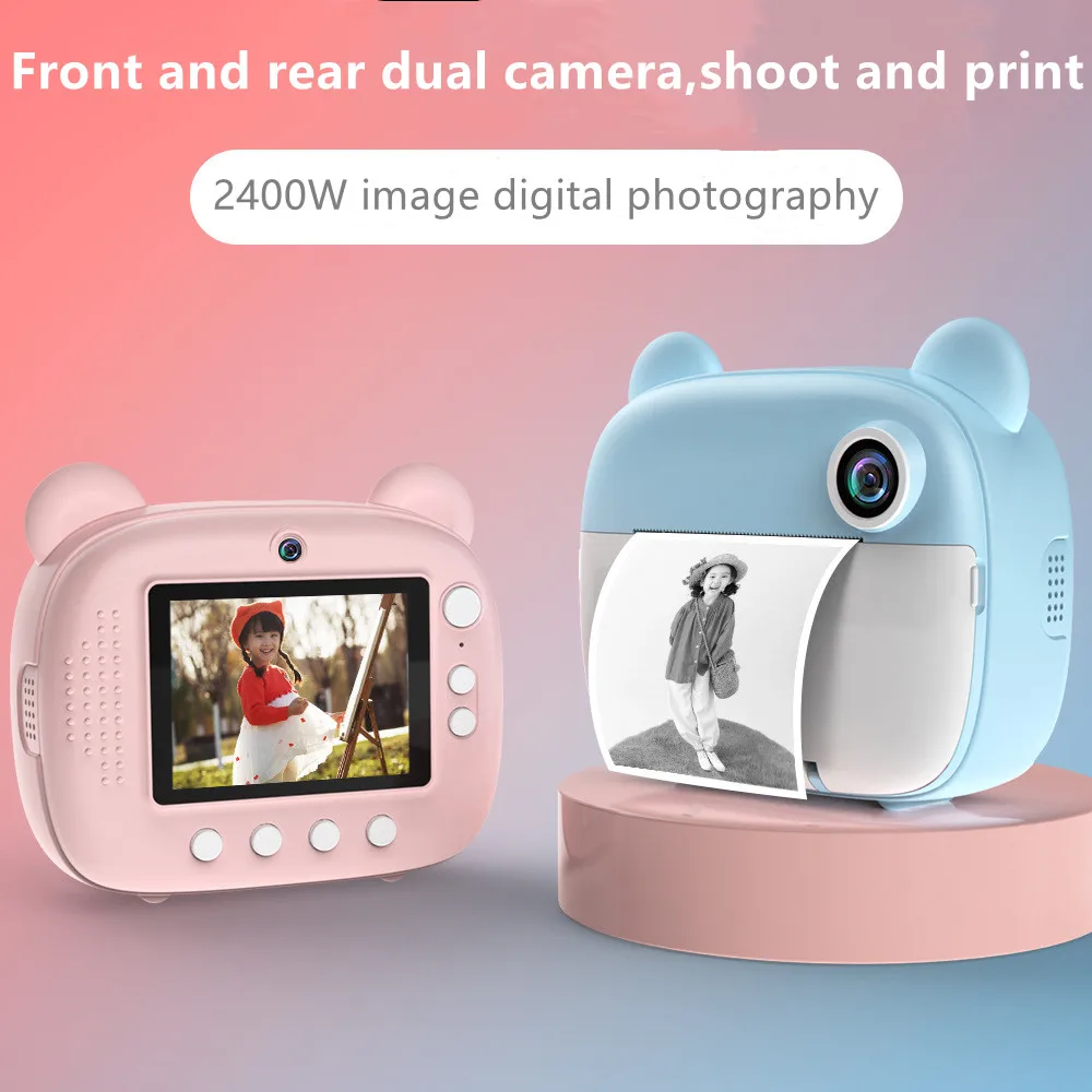 Appareil Photo instantané à impression thermique pour enfant, jouet vidéo  numérique pour fille, cadeau d'anniversaire pour garçon, # R20