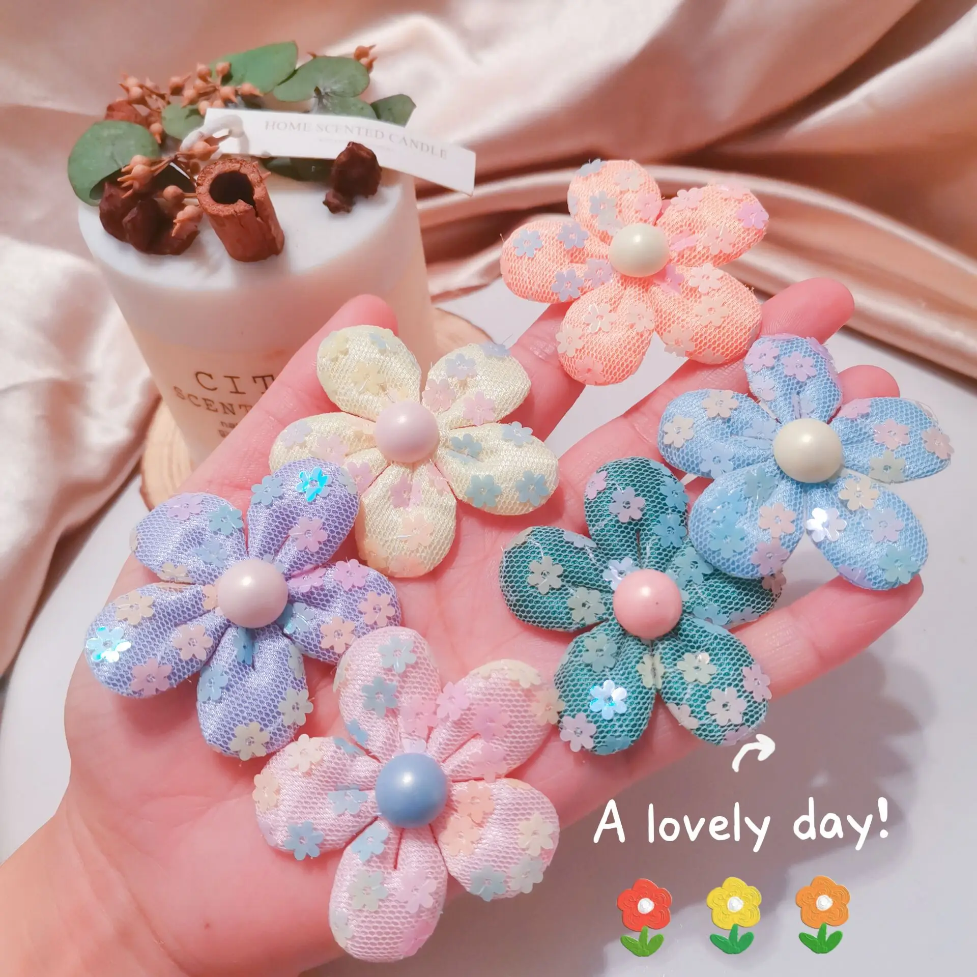 

Flower Applique for DIY Clothes, Hat, Headwear Patch, Sewing Crafts, Gloves, Socks Decoration, 5cm, 15Pcs