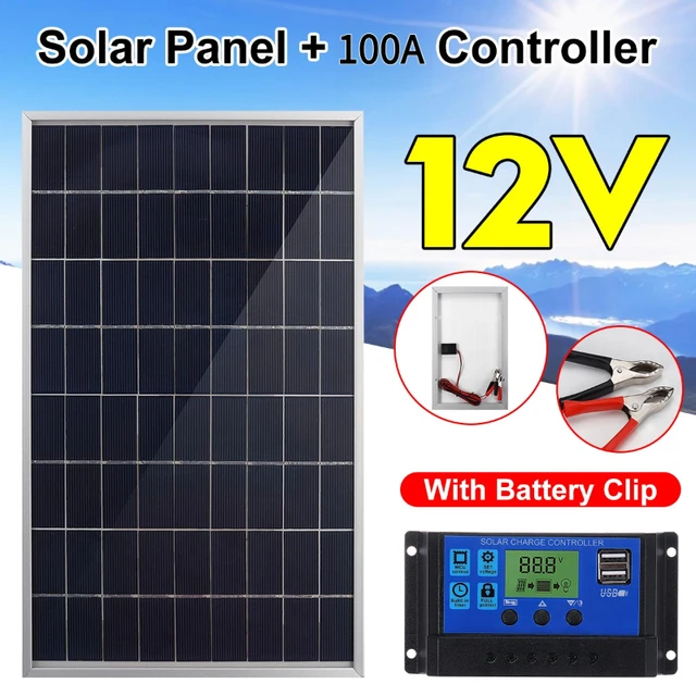 Kit de panneaux solaires rigides 300W pour la maison, étanche, monocristallin, charge de batterie 12V avec contrôleur 100A, câble 1