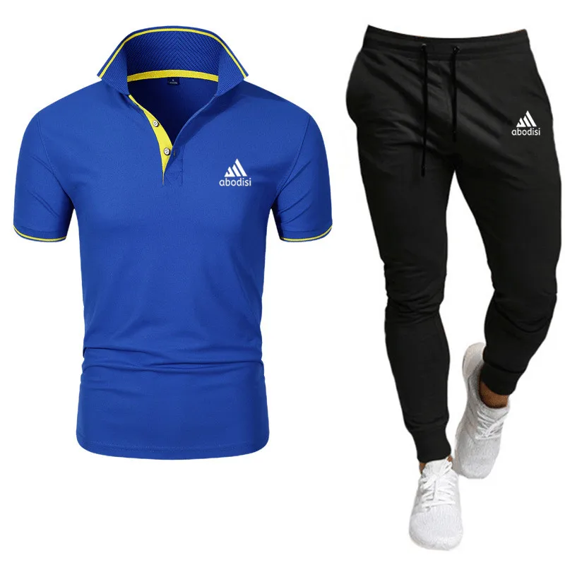 

2023 Men's Summer Polo Shirt Shirt Set, Business Casual Shirt Set And Trousers, 2-Piece Breathable Brand Lapel Set