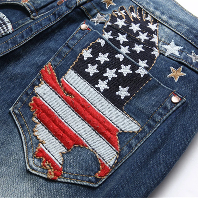 2024 Spring Straight Leg Men's Blue Jeans Mid-Waist Stretch Casual Pants Street Trend Hip Hop Clothing 4