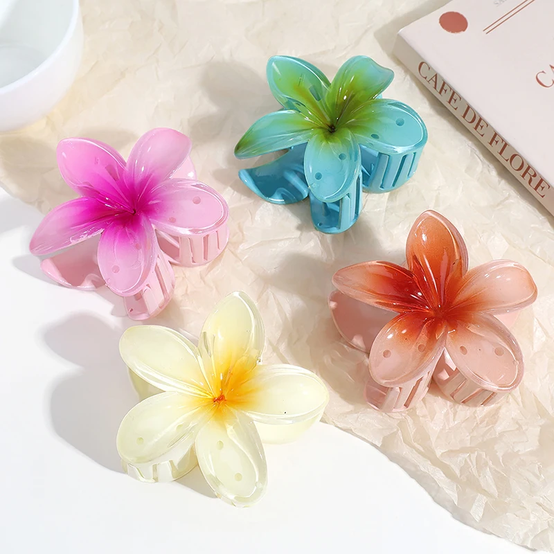 

Summer Beach Vacation Flower Hair Clips Floral Seaside Travel Hair Claws Frangipani Hairpin Barrette Crab Girls Hair Accessories