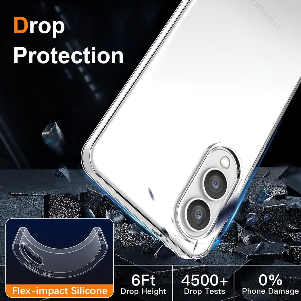 Crystal clear silicone soft case for Samsung Galaxy S23 Ultra showing ultra thin design.