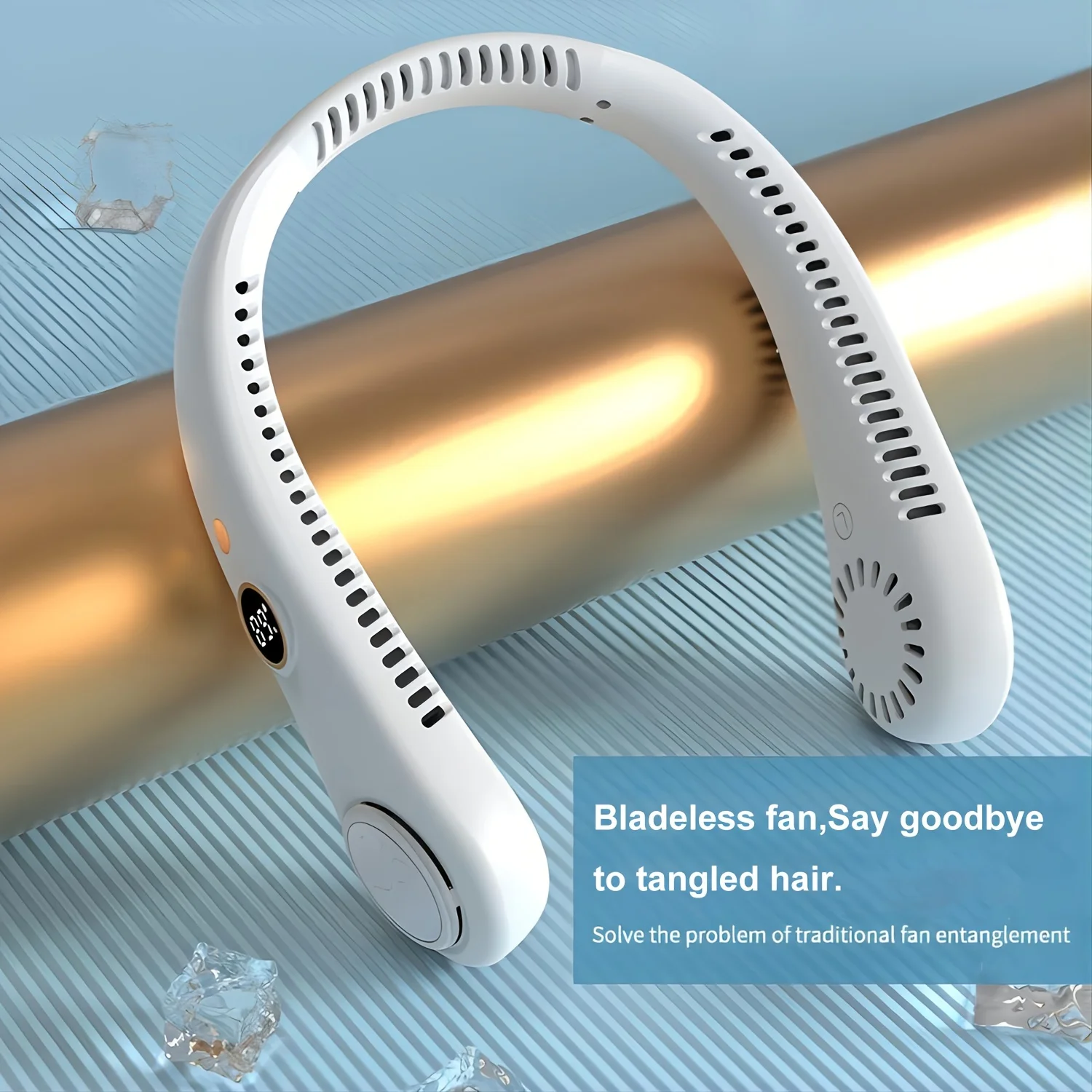 Portable Rechargeable Bladeless Neck Fan - 360° Cooling Wearable Personal Fan For Travel and Outdoor Sports with Digital Display 4