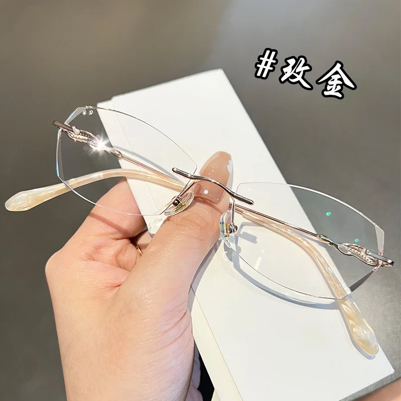 

51mm Ultra clear alloy frameless polygonal eyeglass frame for men and women anti blue prescription eyeglass frame 50827
