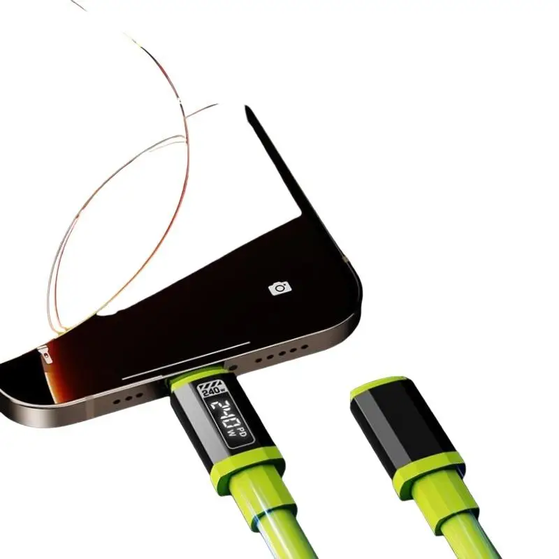 240W 타입-C to 타입-C 1.5m USB 충전 케이블 고속 충전 실시간 전력 표시 기능 (여행, 사무실, 학생용)