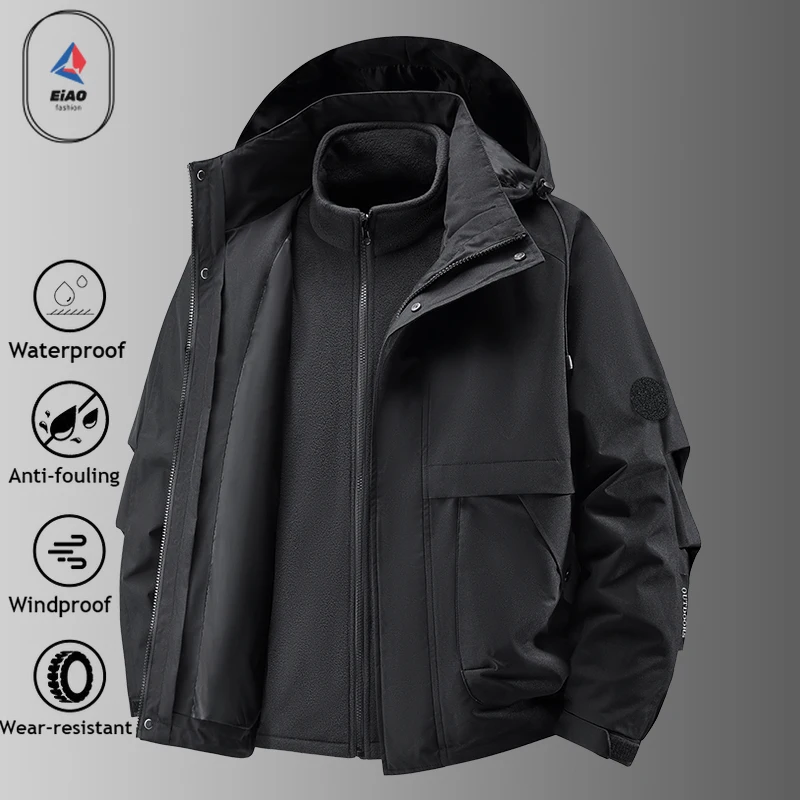 High Quality 3-in-1 Jacket Autumn Winter Unisex Thickened Warm Windproof Waterproof Outerwear Hiking Mountaineering Parka Coat