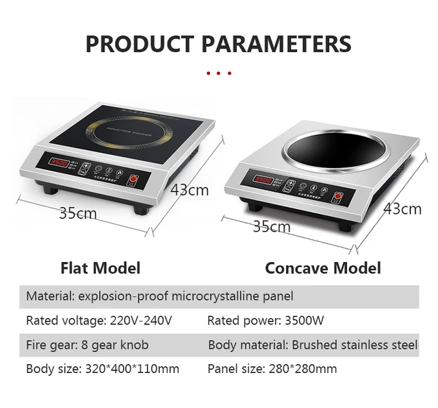 Intelligent Concave induction cooker 8-gears power adjust Temperature Controlable Kitchen Cooktop 2.8KW High-Power Commercial EU 3