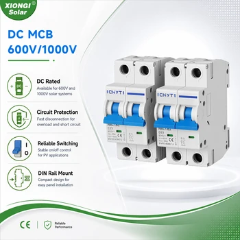 XIONGISOLAR 2P 600V/1000V 16A 25A 32A 40A 50A63A PV Interruttori automatici in miniatura Su guida Din DC Mini interruttore MCB per solare