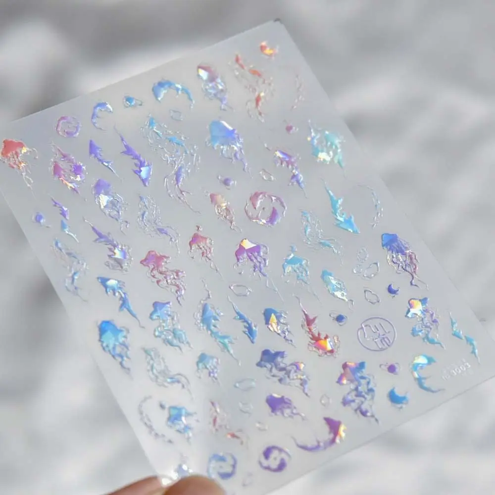 

Summer Laser Nail Stickers Dreamy Jellyfish Marine Animals Self Adhesive Nail Decorations for Female Manicure Accessories