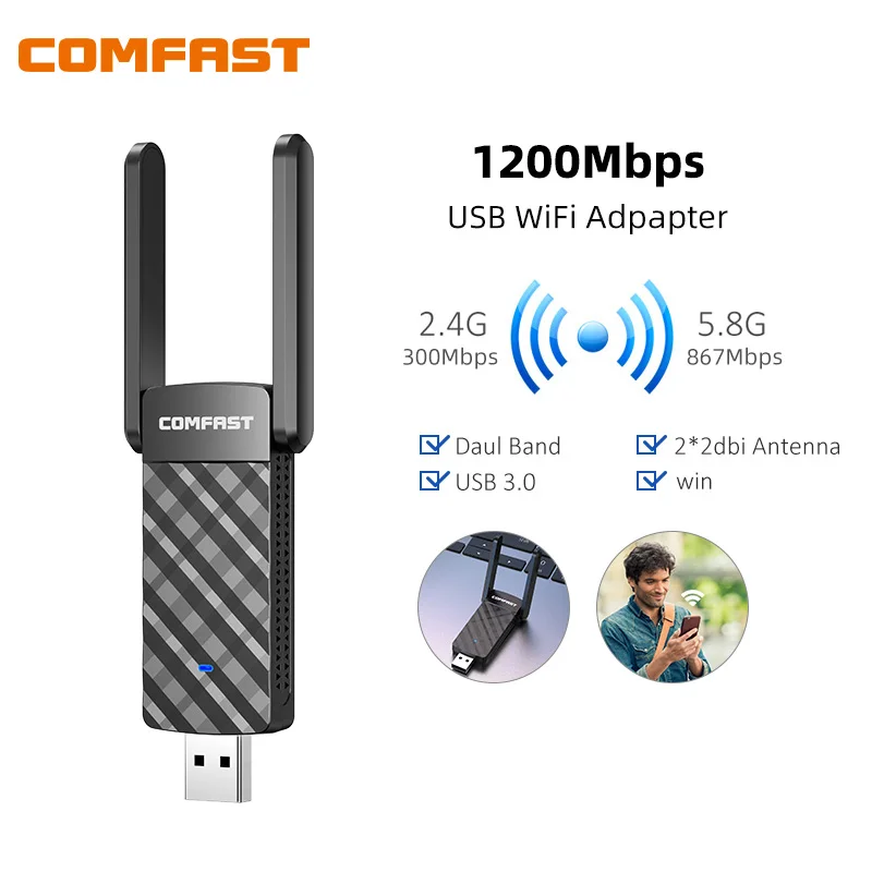 1200 Мбит/с адаптер Wifi Usb адаптер 5 ГГц Ethernet Lan Сетевые карты MT7612U беспроводной Para Pc De Rede Tarjeta Cle Приемник Linux