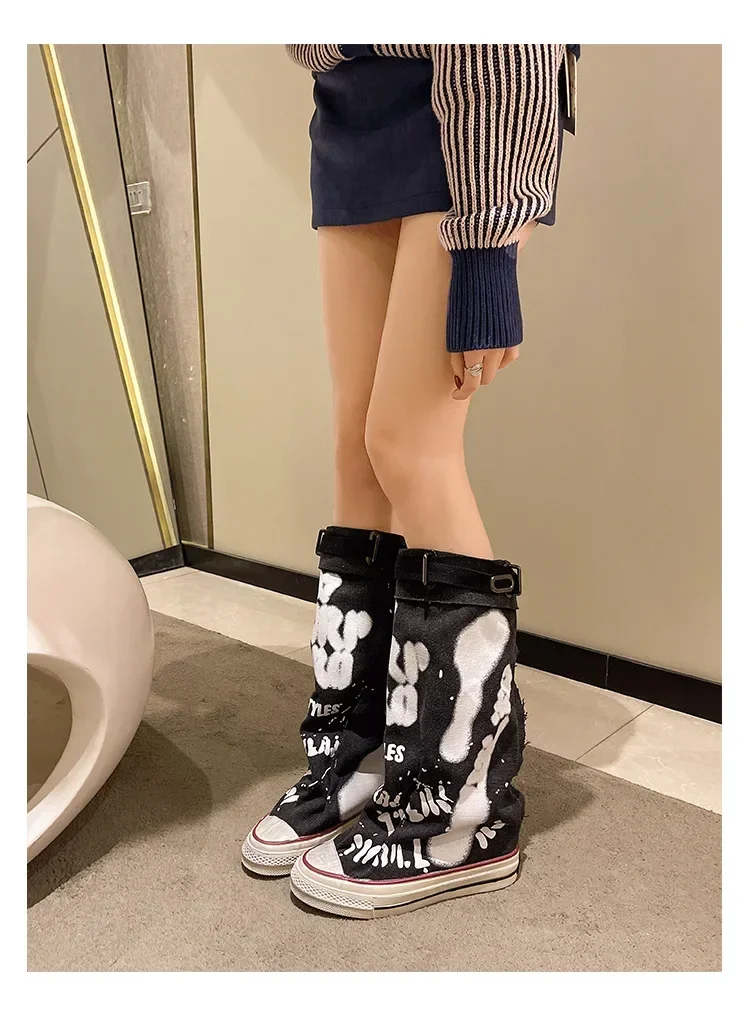 Graffiti Mid Calf Canvas Shoes 11